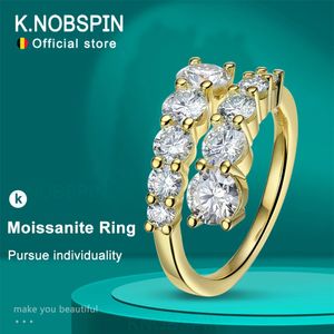 KNOBSPIN D VVS anneaux pour femmes étincelant diamant fiançailles alliance avec GRA 925 argent Sterling plaqué 18k anneau 240202