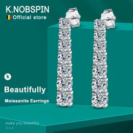 Pendientes KNOBSPIN D VVS1 para mujer, joyería de boda con pendiente de oro blanco de 18k chapado en plata esterlina GRA s925 240113