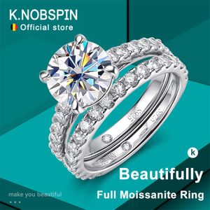 KNOBSPIN D VVS1 anneaux pour femmes ensembles de mariée en diamant étincelant avec GRA s925 en argent Sterling plaqué 18k bande 240402