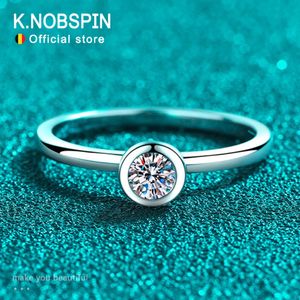 KNOBSPIN D VVS1 ringen ronde klassieke trendy vrouwen man fijne sieraden GRA gecertificeerd s925 sterling zilver vergulde 18k ring 240402