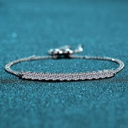 KNOBSPIN Moissanite Bracelet en argent sterling plaqué or blanc 18 carats D VVS1 diamant de laboratoire taille ronde chaîne réglable pour femme