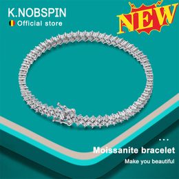 KNOBSPIN Original Moissanite Tennis Bracelet 925 Sterling Sliver Plated 18k White Gold Diamond con GRA Fine Bracelets para mujeres