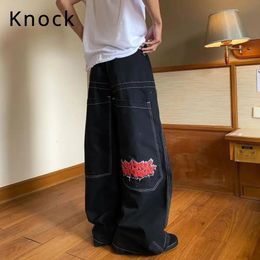 Knock Trendy High Street JNCO broderie Demin Jeans pour hommes femmes HIP POP LOBLE FIT PANTAL PANTER POUR COUPLE JEANS DE RISE MÉDICE 240517