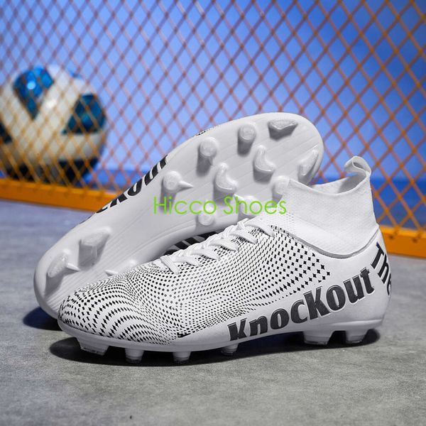 Knockout chaussures de football professionnel jeunes enfants AG TF bottes de football femmes hommes chaussures d'entraînement en salle en plein air noir blanc bleu