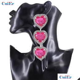 Boucles d'oreilles nouées Cuier 11,7 cm GRANDE DROP POUR LES FEMMES PINK COEUR PENDITIONS CONSÉRENCE LONGE BIELLIE DE LONGEMENTS DIVRONS DIVRONS DHGQY DHGQY