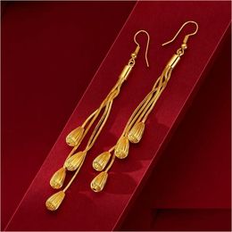 Boucles d'oreilles noeud or blé gland tempérament gouttes d'eau pendentif mariée vrai 999 Saint Valentin bijoux exquis livraison directe Dhate