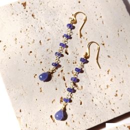 Boucles d'oreilles nouées lii ji tanzanite 14k rempli de pierre naturelle bijoux à la main pour femmes pour femmes