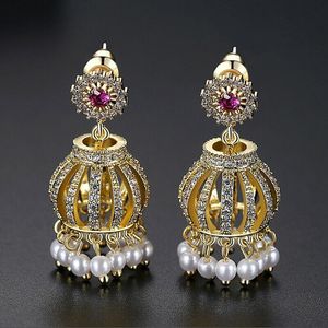 Noeud ethnique gitane Jhumka perle goutte boucle d'oreille femmes mariée gland indien Jhumki mode fête de mariage bijoux strass cristal boucle d'oreille