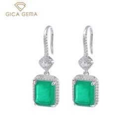 Noeud GICA GEMA femmes Vintage boucles d'oreilles réel 925 en argent Sterling créé émeraude 30mm oreille goutte mode femme bijoux fins promesse cadeau