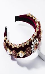 Knothoofdbanden voor dames geknoopte parel kleurrijke strass juwelen juwelen met brede band modehoofdbanden voor meisje Boheemse haarband6591996