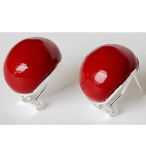 Nudo Venta caliente encanto 925 Plata 18mm cuentas de Coral rojo pendientes joyería de moda para mujer