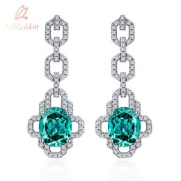 Noeud IsRabbit Plaqué Or 18 Carats 10CT Paraiba Tourmaline Facettes Pierres Précieuses Boucles D'oreilles En Argent Sterling 925 Bijoux De Luxe Livraison Directe