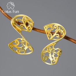 Knoop Lotus Fun 18K goud ongebruikelijk klassiek patroon Acanthusblad partij Dangle Oorbellen voor vrouwen 925 sterling zilveren luxe sieraden