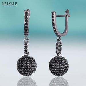 Knoop MAIKALE Nieuwe Mode Zwarte Zirconia Oorbellen Discobal Oorbellen voor Vrouwen Goud Zilver Kleur Charm Luxe Sieraden Gift