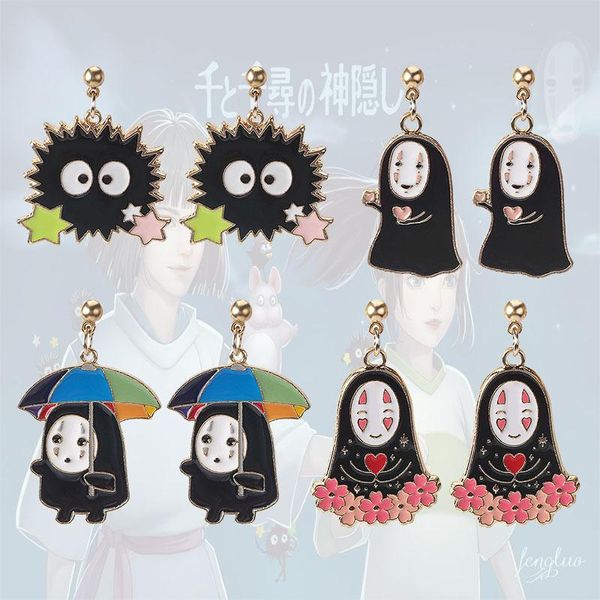 Nudo Miyazaki Hayao Anime Spirited Away Pendientes S925 Plata Sin Cara Hombre Fantasma Lindos Pendientes De Metal Cosplay Prop Para Mujer Pendiente