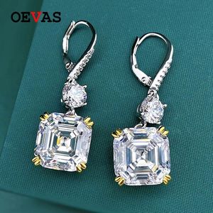 Knoop OEVAS 100% 925 Sterling Zilver 12*12mm Vierkante High Carbon Diamond Drop Oorbellen Voor Vrouwen Sprankelende Bruiloft fijne Sieraden