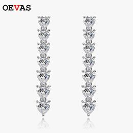 Knoten OEVAS 100% 925 Sterling Silber Funkelnde 5,5*5,5mm Herz Hohe Carbon Diamant Tropfen Ohrringe Für Frauen hochzeit Party Edlen Schmuck