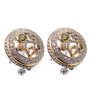 Noeud violet cristal Zircon Morganite péridot femmes boucles d'oreilles 925 en argent Sterling livraison gratuite nouveaux bijoux de mode boucles d'oreilles TE648