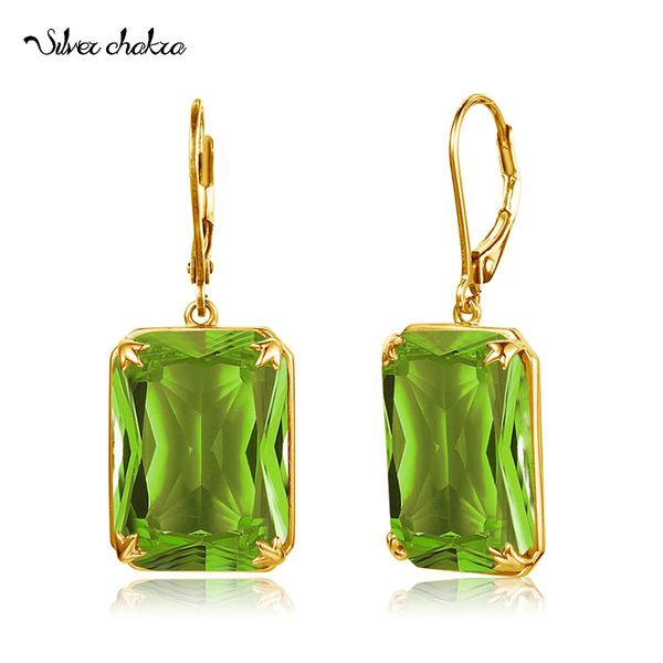 Pendientes de plata 925 con nudo para mujer, aretes colgantes largos con piedras preciosas verdes y peridoto de oro de 14 quilates, joyería fina para el día de la madre