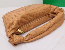Knoop geweven lederen hobo -tas voor dameshandtas portemonnees stevige kleur jody