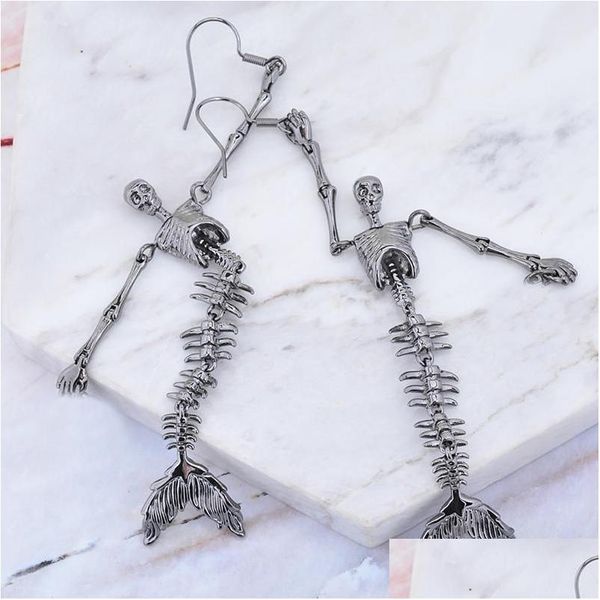 Knot Xiaojingling 1,8x7.0cm punk squelette squelette en mouvement skl charmes boucles oreilles chutes femmes filles enracine