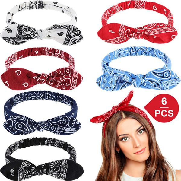 Banda elástica anudada para el cabello Orejas de conejo 6 colores Estilo simple Diadema elástica Fijación de alambre de acero Accesorios para el cabello para dama Memorial de viaje VT1415