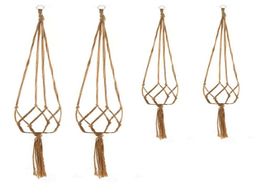 Crochet de suspension pour plantes en macramé noué, Vintage, coton et lin, Pot de fleurs, panier, corde de levage, support de Pot suspendu SN702061114