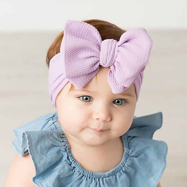 Bandeau en nylon à nœud papillon surdimensionné noué pour enfants, accessoires pour cheveux de bébé doux et élastiques, bandeau de bas WL1588