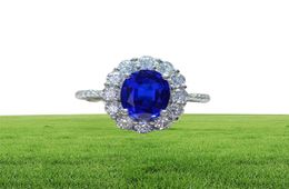 KNRIQUEN 100 en argent Sterling créé Moissanite saphir bleu Royal pierre précieuse de mariage fête de fiançailles femmes 039s bague Fine Jewe99414395565