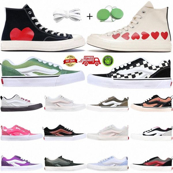 Knu Skool Negro Blanco Mega Check Verde Amarillo Zapatos casuales Azul marino Púrpura Rojo Triple Viejo plano Lienzo Alto Bajo Slip Hombres Mujeres Naranja H2sd #