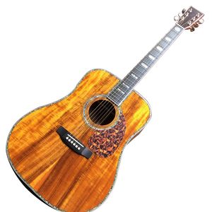 Guitare folk en bois de koa, véritable abalone, modèle 41 modèle d, Pickguard en bois de santal rouge, guitare acoustique, livraison gratuite