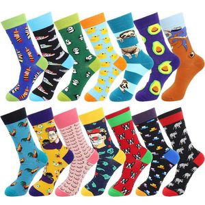 Chaussettes pour hommes Koala avocat animaux mâles mode mignon série Harajuku dessin animé drôle femmes heureux coton Cool moyen Tube