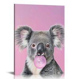 Koala Poster Fine Art Prints for Home Decor Lovely Koala Blowing Bubble Gum Wall Art Bubble Gum Poster Koala Canvas