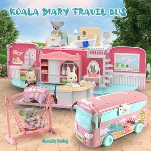 Koala Tour Bus Poppenhuis Miniatuur Dagboek Fantasiespeelhuis Kinderen Speelgoed Pop Accessoires En Meubels Set Villa Meisjes Geschenken 240321