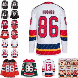 KOB 13 Nico Hischier Jersey Jack Hughes (A) Dougie Hamilton Martin Brodeur Yegor Sharangovich Jesper Bratt Hockey Jerseys blanc rouge B