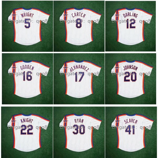 KOB 1986 Vintage 25th Patch Baseball Jersey Keith Hernandez David Wright Gary Carter Ron Darling Dykstra Dwight Gooden Howard Johnson Ray Knight