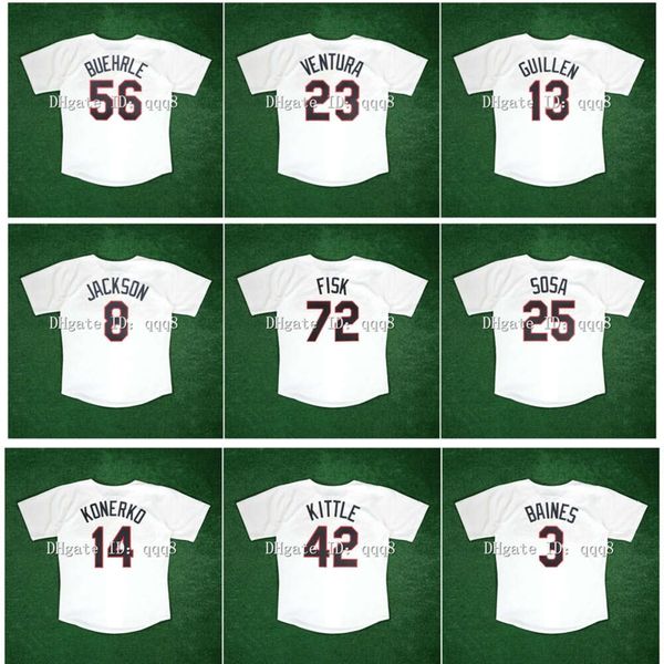 KOB 1989 Chicago Vintage Baseball Jersey Bo Jackson Paul Konerko Frank Thomas Mark Buehrle Ventura Guillen Sammy Sosa Carlton Fisk Ron Kittle