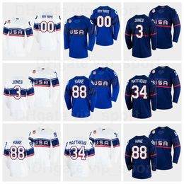 KOB 2022 USA Hockey Jersey Invierno 36 Jack Campbell 74 John Carlson 53 Shayne Gostisbehere 77 Tony DeAngelo 43 Quinn Hughes 22 Kevin Shatten