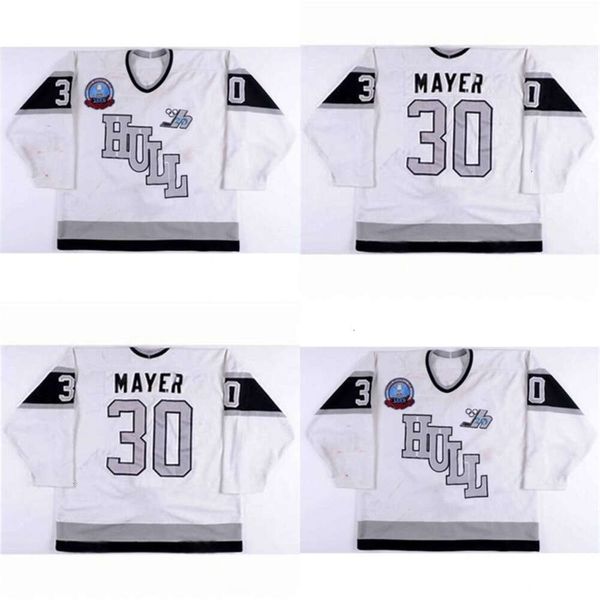 Kob Custom Hull Olympiques Jerseys 30 Thierry Mayer Mens Womens Youth 100% broderie Cusotm tout nom n'importe quel nombre de maillots de hockey de glace vintage