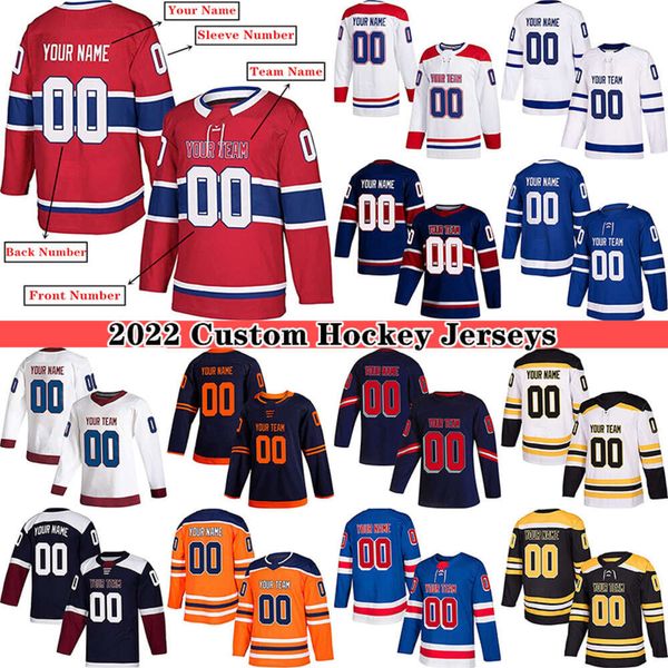 KOB Custom Ice Hockey Jersey for Men Youth S-4xL Authentic Broidered Nom Numbers - Conceptez vos propres maillots de hockey