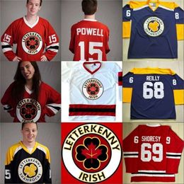 Kob Irish TV Series Letterkenny Jersey 15 Powell 69 Shoresy 68 Shamrocks 85 Nappy Boy 100% Cousue de hockey sur glace