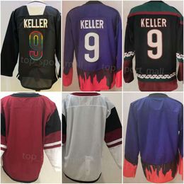 Kob man Ice Hockey Jerseys 9 Clayton Keller Jersey Men Blank Sport Uniform Lange Mouw Black Reverse Reverse Retro Purple Black Stitched Good Drop