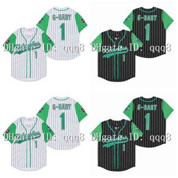 Kob Movie Hardball # 1 Jarius G-Baby Evans White Dewayne Warren Cousée Kekambas Film noir Blanc Baseball Jerseys Size S-xxxl