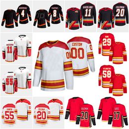 Kob Reverse rétro Hockey 16 Nikita Zadorov Jerseys 22 Trevor Lewis 58 Oliver Kylington Blake Coleman Mikael Backlund Noah Hanifin Rasmus An