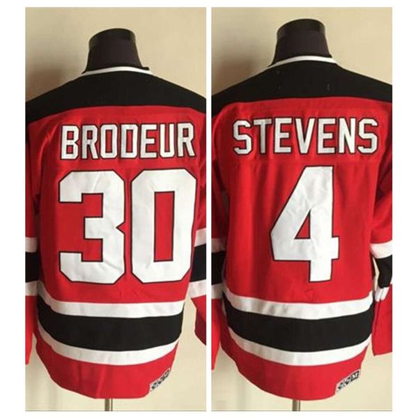 Kob Vintage New Jersey 4 Scott Stevens 30 Martin Brodeur Hockey Jerseys Mens Home Red Centred Shirts C Patch