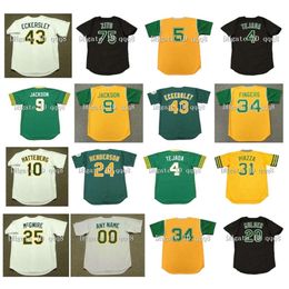 Kob Vintage Reggie Jackson Jersey Dennis Eckersley McGwire Barry Zito Rickey Henderson Jose Canseco Miguel Tejada Rollie Fingers Hatteberg Retro