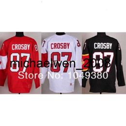 Kob Weng 2016 2014 Hiver # 87 Sidney Crosby Hockey Jerseys pas cher rouge blanc noir couleur cousée