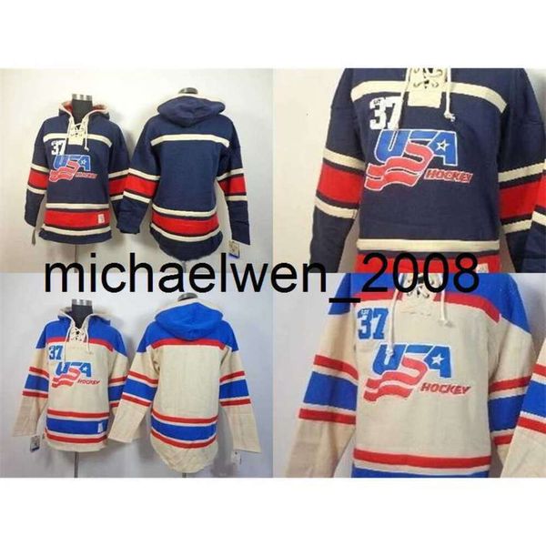 Kob Weng 2016 Nouveau prix de vente au détail Prix 2014 Nouveau Hockey Old Time 2014 Team USA Blank No Number Fleece Sweat SweatEys Broidered S