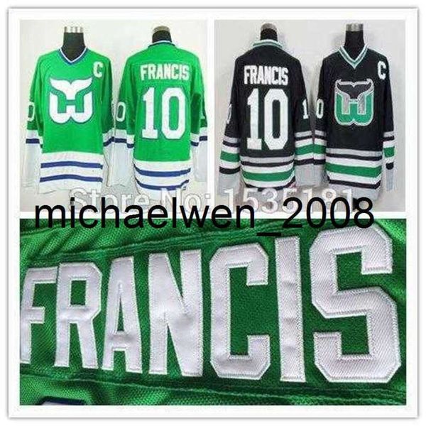 KOB WENG 2016 Al por mayor CCM Ron Francis Jersey #10 Home Green New Black Old Old Style Vintage Hockey Hockey Hockey C P P