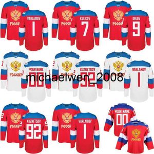 KOB WENG 2016 Équipe de la Coupe du monde Russie Jerseys de hockey masculin 9 Orlov 7 Kulikov 1 Varlamov 92 Kuznetson WCH